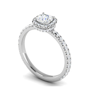 Jewelove™ Rings J VS / Women's Band only 0.50 cts Solitaire Halo Diamond Shank Platinum Ring JL PT RH RD 243