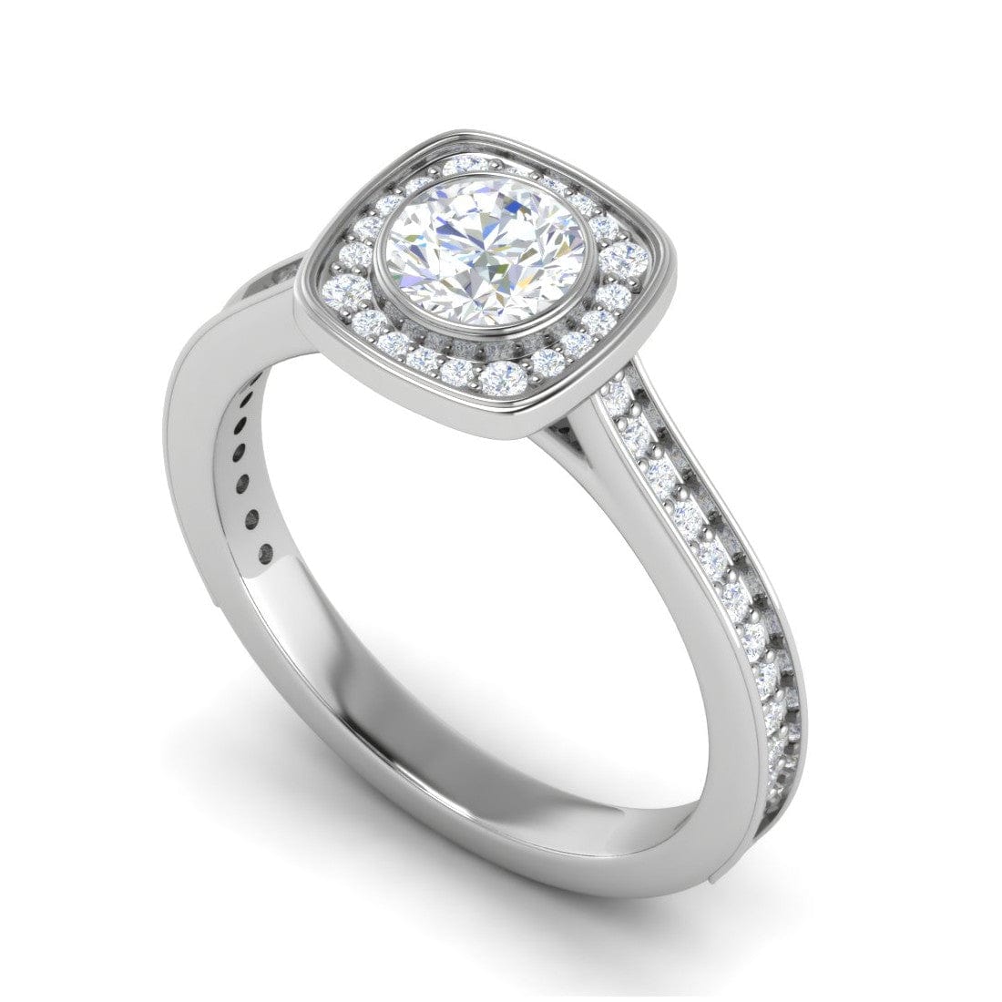 Jewelove™ Rings J VS / Women's Band only 0.50 cts Solitaire Halo Diamond Shank Platinum Ring JL PT RH RD 246