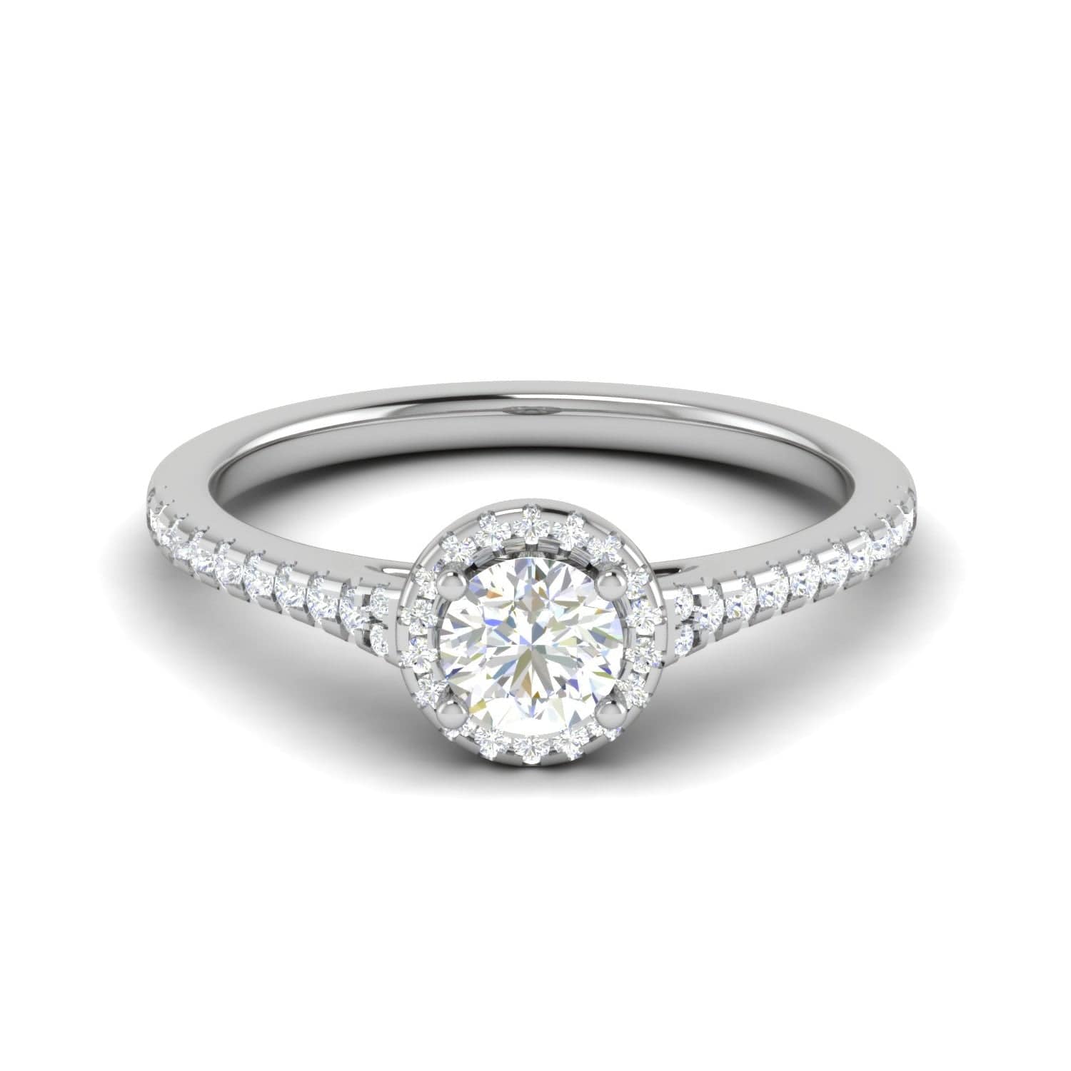 Jewelove™ Rings J VS / Women's Band only 0.50 cts Solitaire Halo Diamond Shank Platinum Ring JL PT RH RD 295