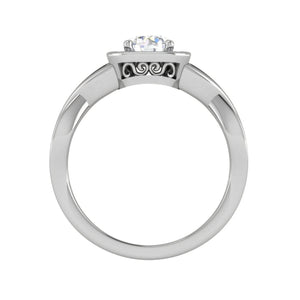 Jewelove™ Rings VS J / Women's Band only 0.50 cts Solitaire Halo Diamond Split Platinum Diamonds Ring JL PT RH RD 304