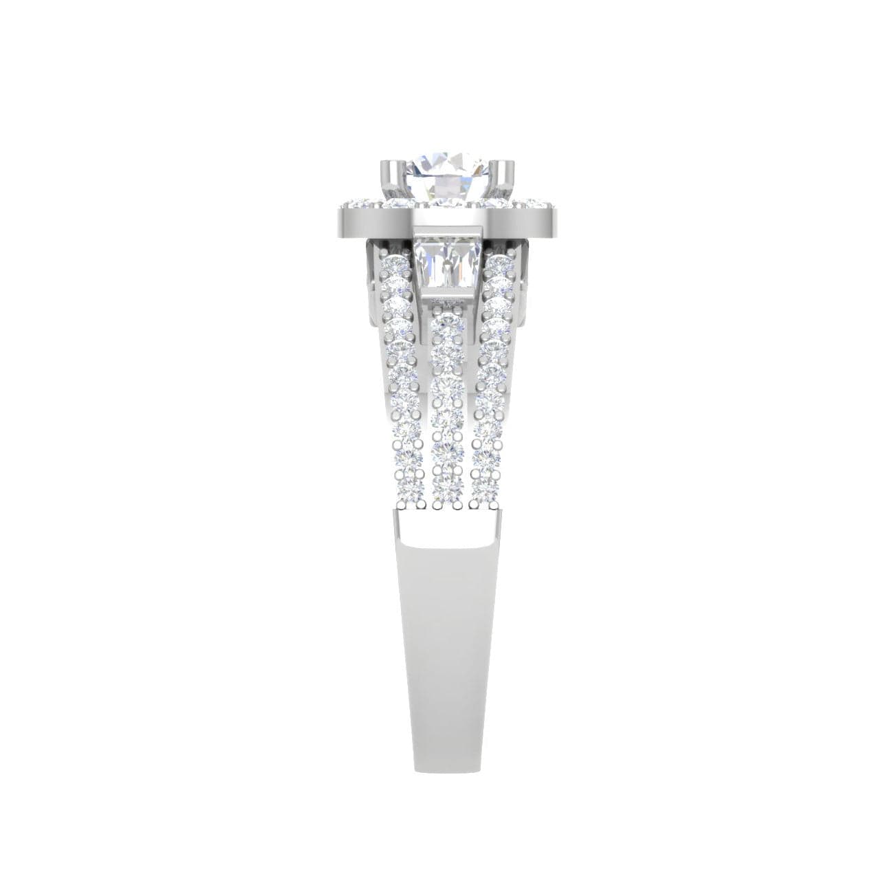 Jewelove™ Rings J VS / Women's Band only 0.50 cts Solitaire Halo Diamond Split Shank Platinum Ring JL PT JRW08021T