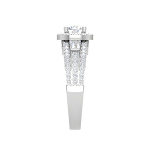 Jewelove™ Rings J VS / Women's Band only 0.50 cts Solitaire Halo Diamond Split Shank Platinum Ring JL PT JRW08021T