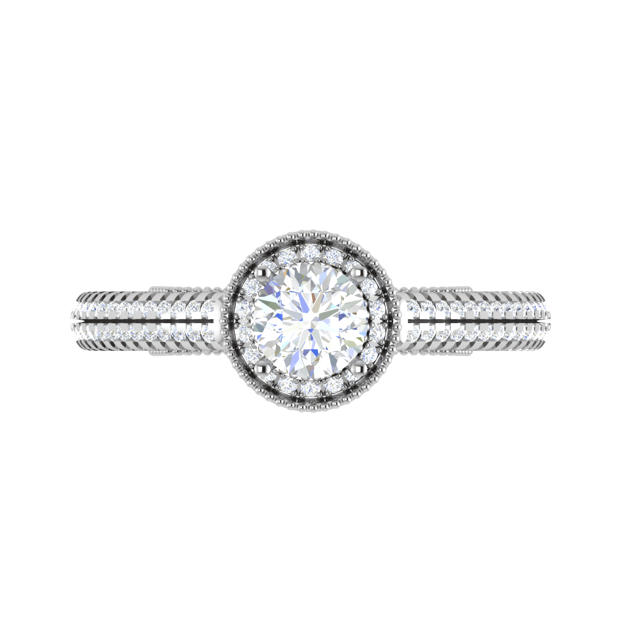 Jewelove™ Rings J VS / Women's Band only 0.50 cts Solitaire Halo Diamond Split Shank Platinum Ring JL PT RH RD 206