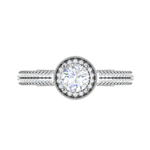 Jewelove™ Rings J VS / Women's Band only 0.50 cts Solitaire Halo Diamond Split Shank Platinum Ring JL PT RH RD 206