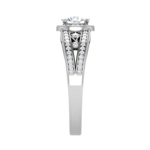 Jewelove™ Rings J VS / Women's Band only 0.50 cts Solitaire Halo Diamond Split Shank Platinum Ring JL PT RH RD 208