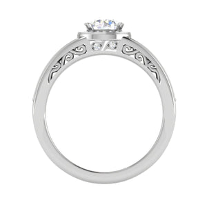 Jewelove™ Rings J VS / Women's Band only 0.50 cts Solitaire Halo Diamond Split Shank Platinum Ring JL PT RH RD 208