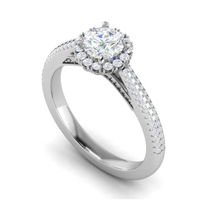 Jewelove™ Rings J VS / Women's Band only 0.50 cts Solitaire Halo Diamond Split Shank Platinum Ring JL PT RH RD 212