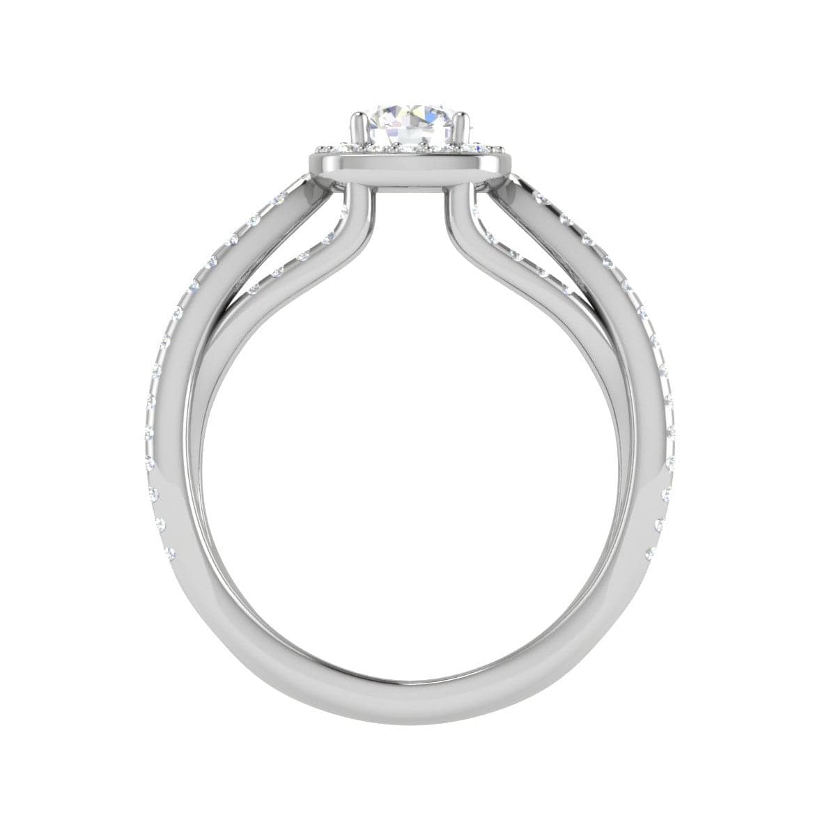 Jewelove™ Rings VS J / Women's Band only 0.50 cts Solitaire Halo Diamond Split Shank Platinum Ring JL PT RP RD 201