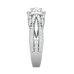 Jewelove™ Rings VS J / Women's Band only 0.50 cts Solitaire Halo Diamond Split Shank Platinum Ring JL PT RP RD 201