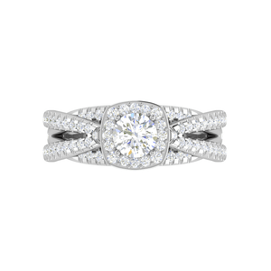 Jewelove™ Rings VS J / Women's Band only 0.50 cts Solitaire Halo Diamond Split Shank Platinum Ring JL PT RP RD 201