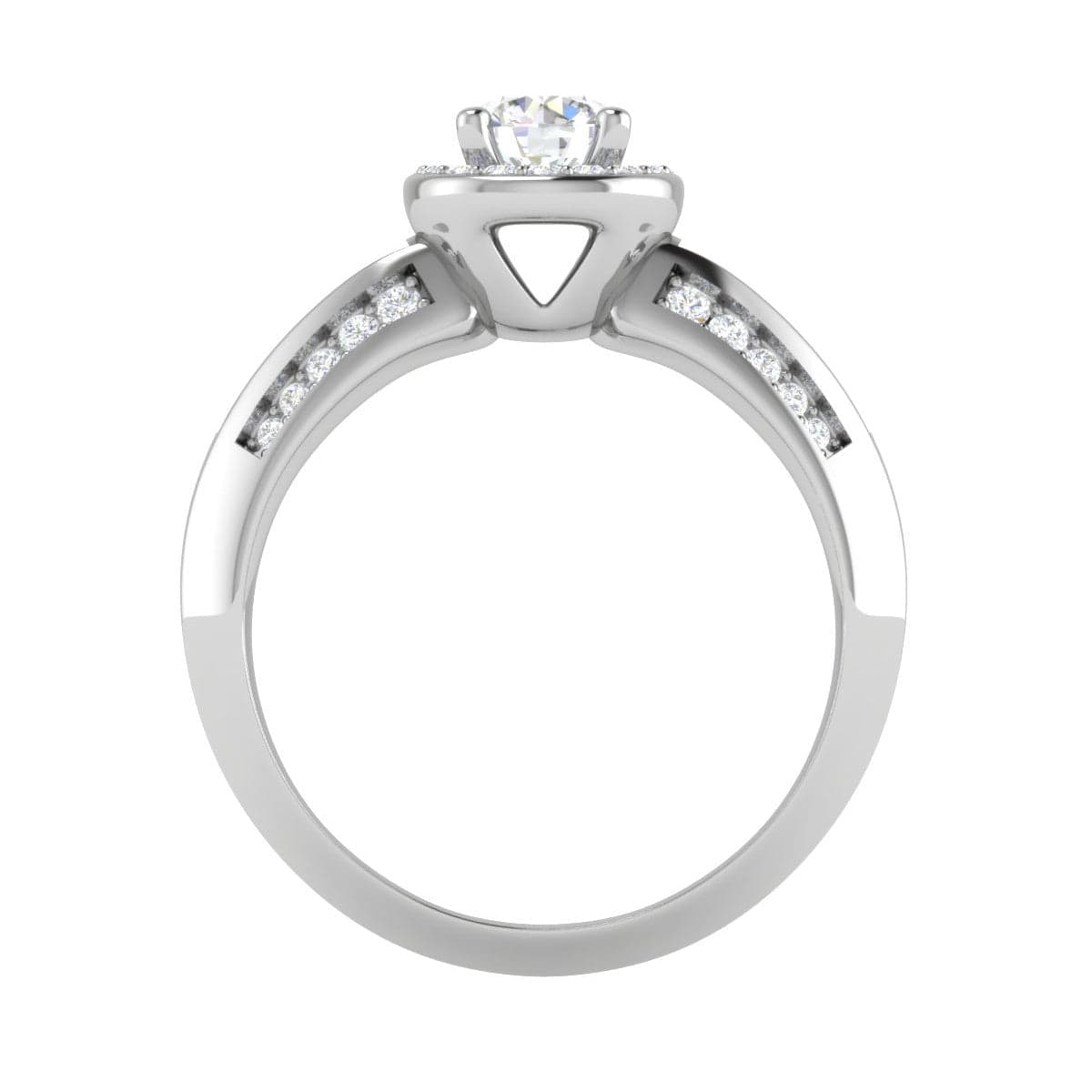 Jewelove™ Rings VS J / Women's Band only 0.50 cts Solitaire Halo Diamond Split Shank Platinum Ring JL PT RP RD 210