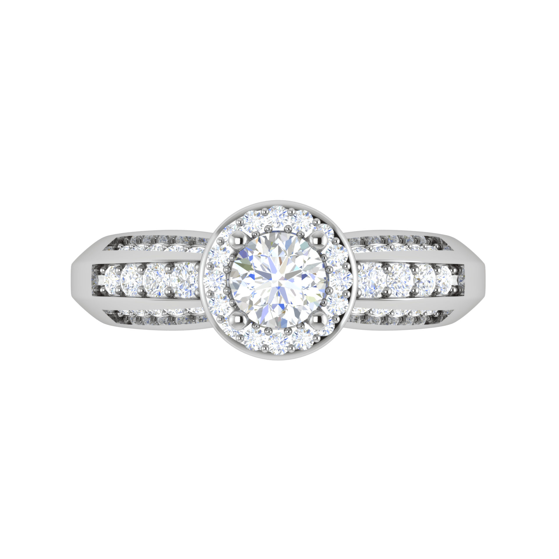 Jewelove™ Rings VS J / Women's Band only 0.50 cts Solitaire Halo Diamond Split Shank Platinum Ring JL PT RP RD 210