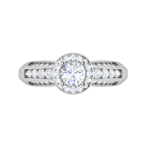 Jewelove™ Rings VS J / Women's Band only 0.50 cts Solitaire Halo Diamond Split Shank Platinum Ring JL PT RP RD 210