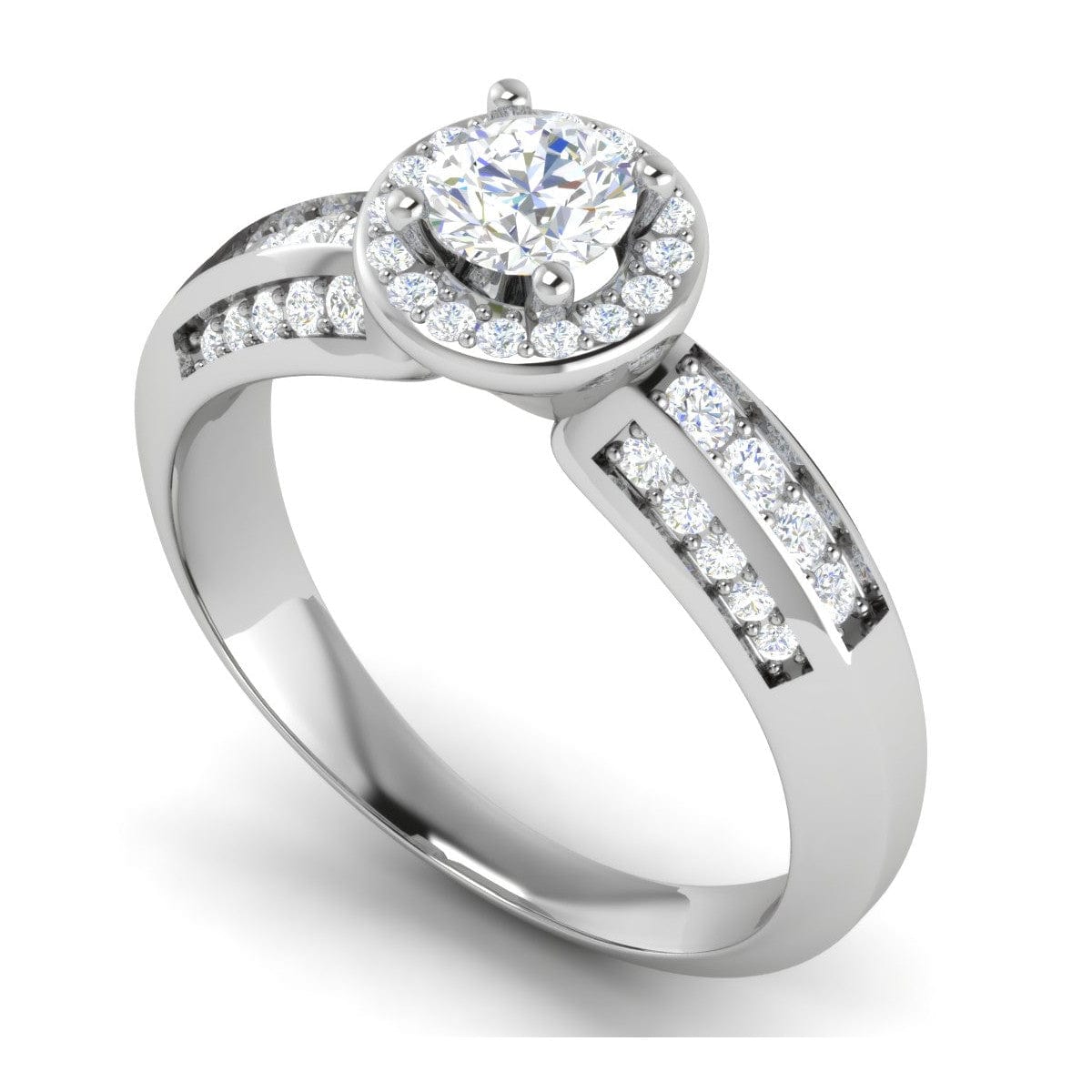 Jewelove™ Rings VS J / Women's Band only 0.50 cts Solitaire Halo Diamond Split Shank Platinum Ring JL PT RP RD 210