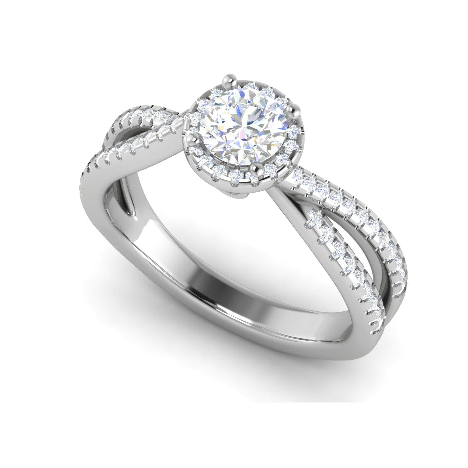 Jewelove™ Rings VS J / Women's Band only 0.50 cts Solitaire Halo Diamond Split Shank Platinum Ring JL PT RP RD 219