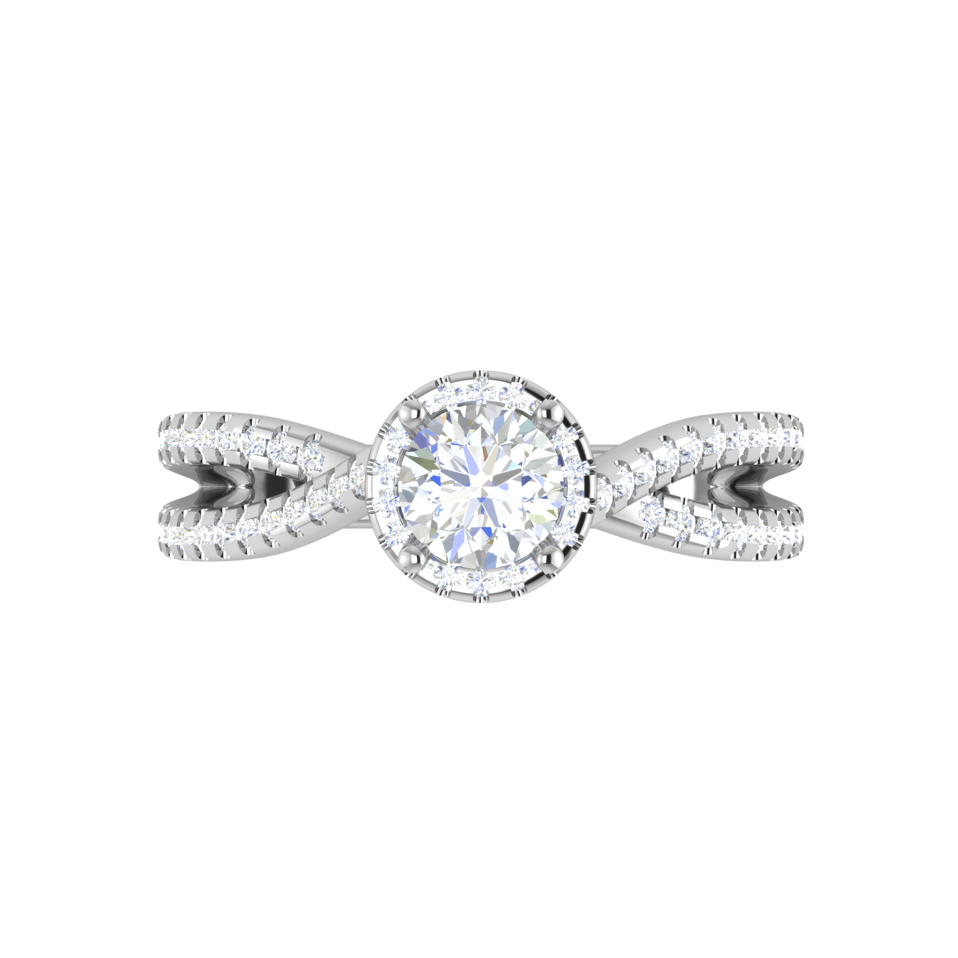 Jewelove™ Rings VS J / Women's Band only 0.50 cts Solitaire Halo Diamond Split Shank Platinum Ring JL PT RP RD 219