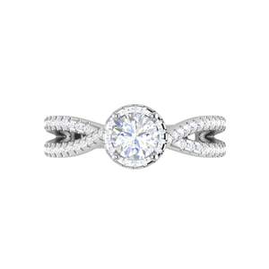 Jewelove™ Rings VS J / Women's Band only 0.50 cts Solitaire Halo Diamond Split Shank Platinum Ring JL PT RP RD 219