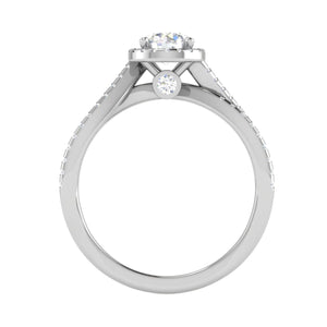 Jewelove™ Rings VS J / Women's Band only 0.50 cts Solitaire Halo Diamond Split Shank Platinum Ring JL PT RP RD 219