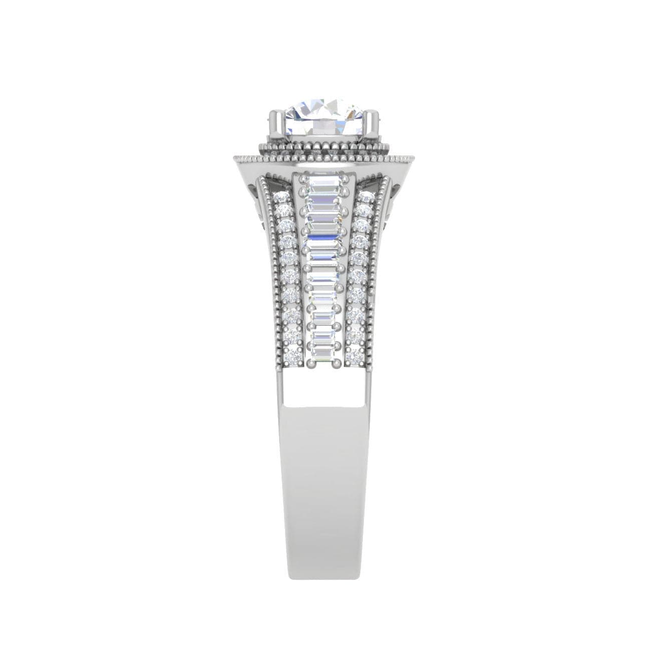 Jewelove™ Rings J VS / Women's Band only 0.50 cts. Solitaire Halo Diamond Split Shank Platinum Ring JL PT WB6013E