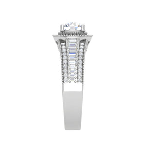 Jewelove™ Rings J VS / Women's Band only 0.50 cts. Solitaire Halo Diamond Split Shank Platinum Ring JL PT WB6013E