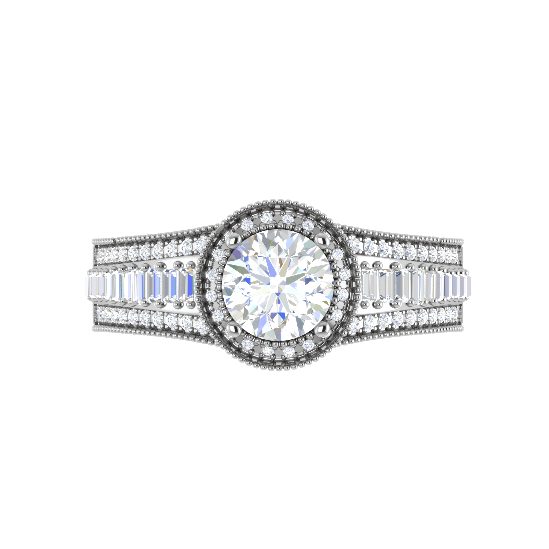 Jewelove™ Rings J VS / Women's Band only 0.50 cts. Solitaire Halo Diamond Split Shank Platinum Ring JL PT WB6013E