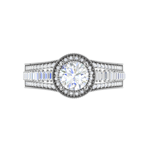 Jewelove™ Rings J VS / Women's Band only 0.50 cts. Solitaire Halo Diamond Split Shank Platinum Ring JL PT WB6013E