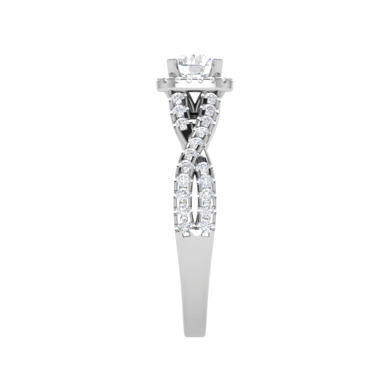 Jewelove™ Rings VS J / Women's Band only 0.50 cts Solitaire Halo Diamond Twisted Shank Platinum Diamonds Ring JL PT RP RD 221