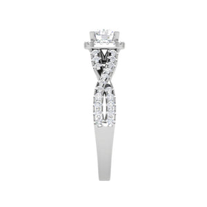 Jewelove™ Rings VS J / Women's Band only 0.50 cts Solitaire Halo Diamond Twisted Shank Platinum Diamonds Ring JL PT RP RD 221