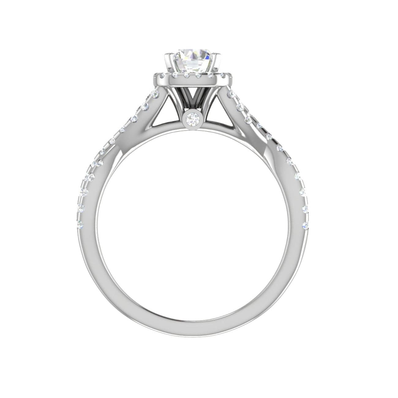 Jewelove™ Rings VS J / Women's Band only 0.50 cts Solitaire Halo Diamond Twisted Shank Platinum Diamonds Ring JL PT RP RD 221