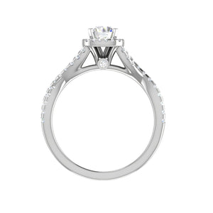 Jewelove™ Rings VS J / Women's Band only 0.50 cts Solitaire Halo Diamond Twisted Shank Platinum Diamonds Ring JL PT RP RD 221