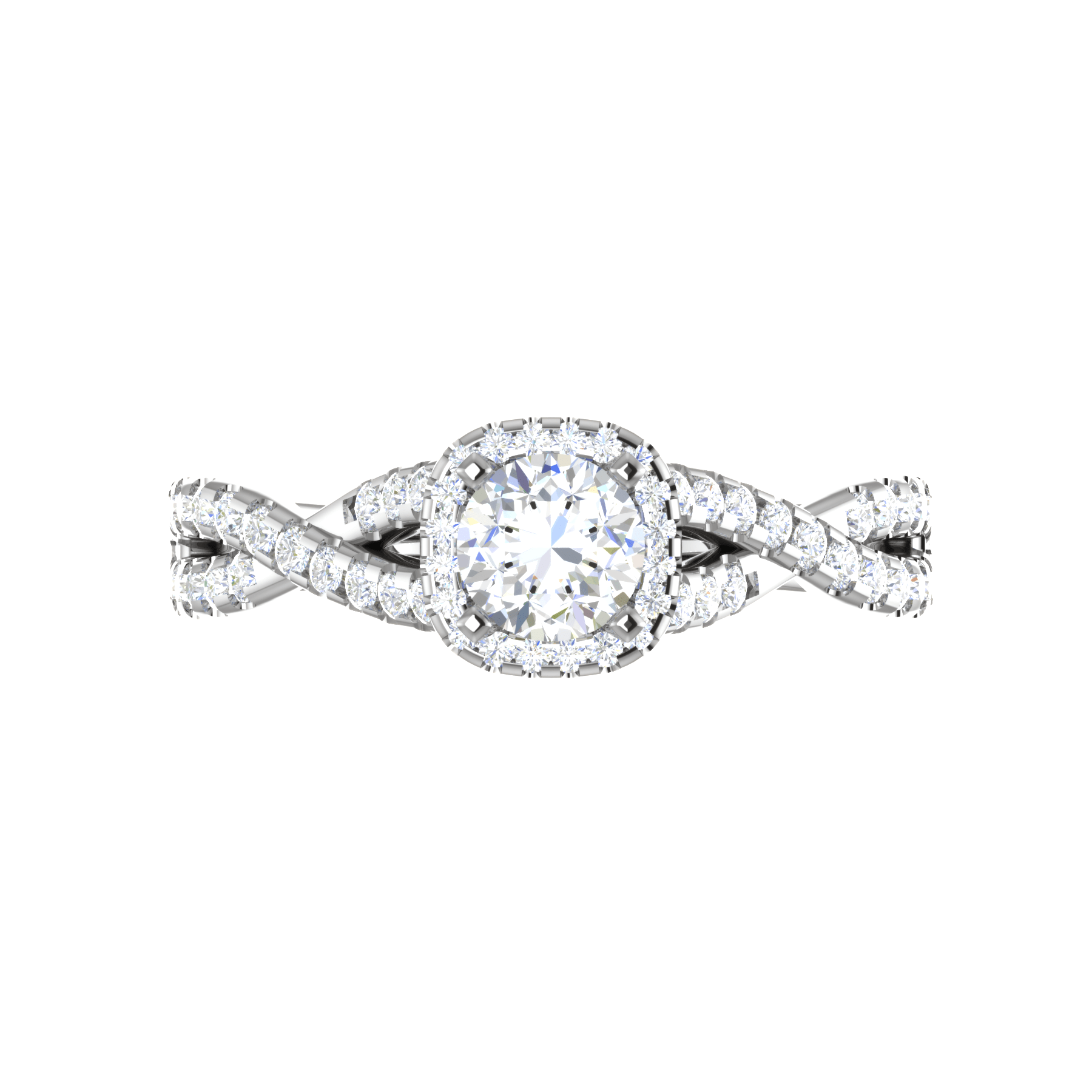 Jewelove™ Rings VS J / Women's Band only 0.50 cts Solitaire Halo Diamond Twisted Shank Platinum Diamonds Ring JL PT RP RD 221