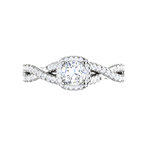 Jewelove™ Rings VS J / Women's Band only 0.50 cts Solitaire Halo Diamond Twisted Shank Platinum Diamonds Ring JL PT RP RD 221