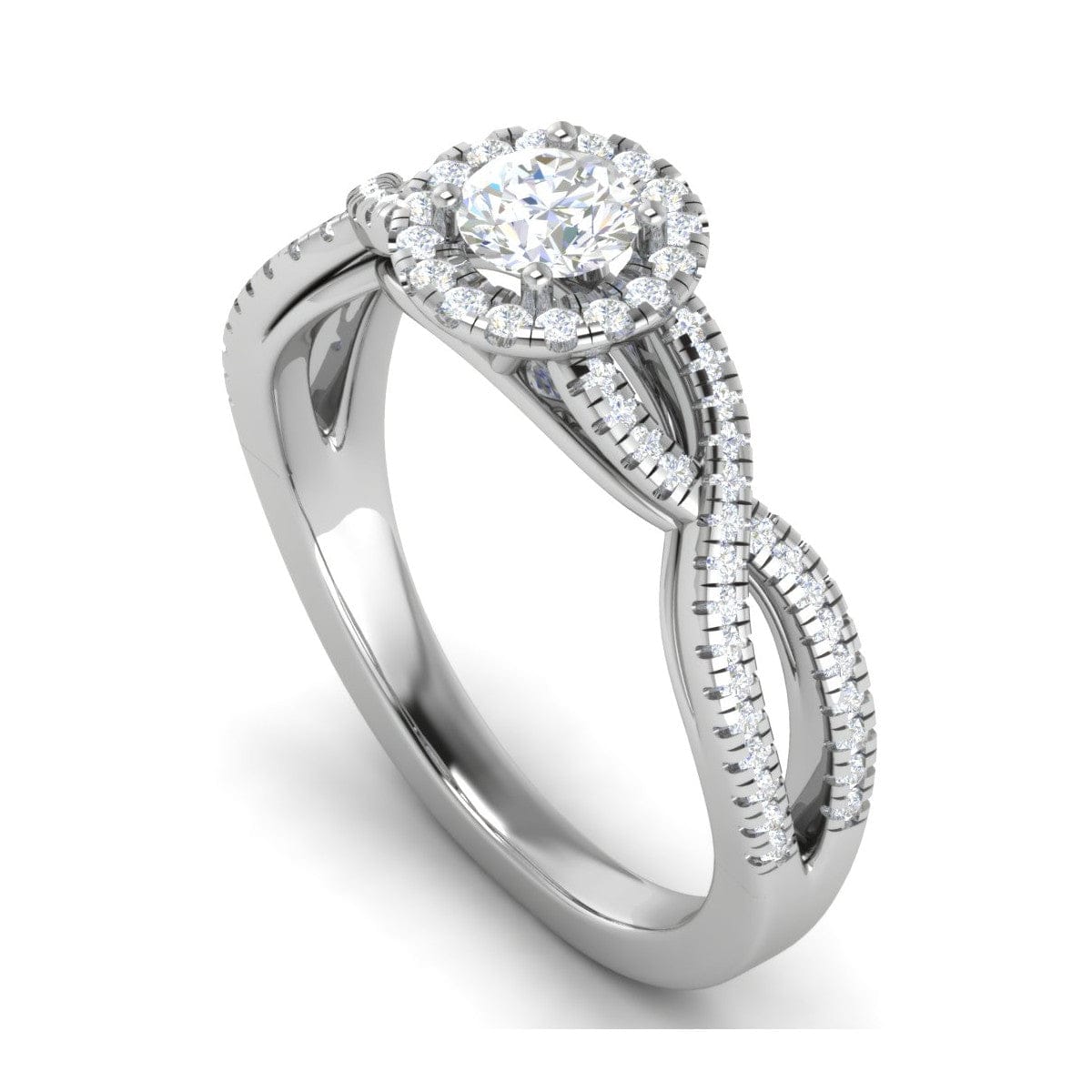 Jewelove™ Rings J VS / Women's Band only 0.50 cts Solitaire Halo Diamond Twisted Shank Platinum Ring JL PT RH RD 223