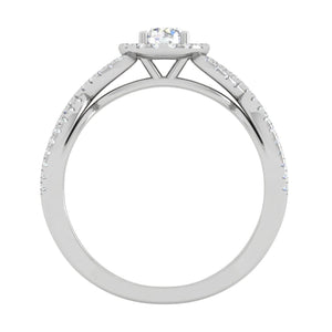 Jewelove™ Rings J VS / Women's Band only 0.50 cts Solitaire Halo Diamond Twisted Shank Platinum Ring JL PT RH RD 223