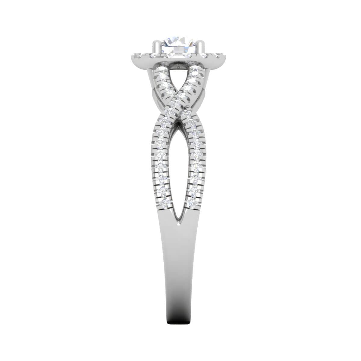 Jewelove™ Rings J VS / Women's Band only 0.50 cts Solitaire Halo Diamond Twisted Shank Platinum Ring JL PT RH RD 223