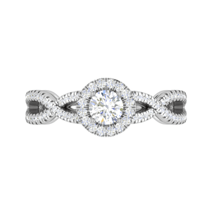 Jewelove™ Rings J VS / Women's Band only 0.50 cts Solitaire Halo Diamond Twisted Shank Platinum Ring JL PT RH RD 223