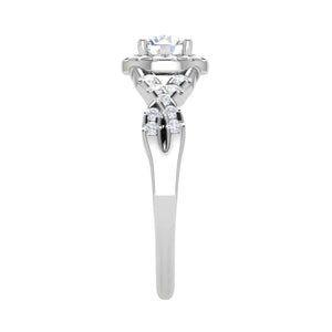 Jewelove™ Rings VS J / Women's Band only 0.50 cts Solitaire Halo Diamond Twisted Shank Platinum Ring JL PT RP RD 217