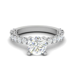 Jewelove™ J VS / Women's Band only 0.50 cts Solitaire Platinum Diamond Shank Ring JL PT RERSS1221