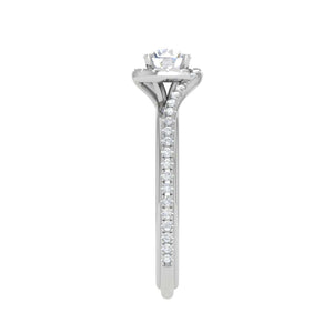 Jewelove™ J VS / Women's Band only 0.50 cts Solitaire Platinum Halo Diamond Shank Ring JL PT PR RD 176