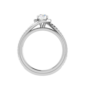 Jewelove™ J VS / Women's Band only 0.50 cts Solitaire Platinum Halo Diamond Shank Ring JL PT PR RD 176