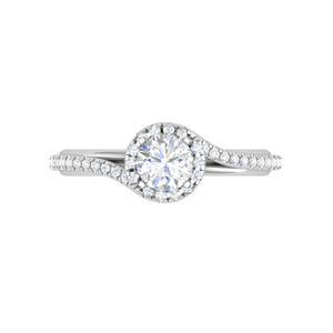 Jewelove™ J VS / Women's Band only 0.50 cts Solitaire Platinum Halo Diamond Shank Ring JL PT PR RD 176