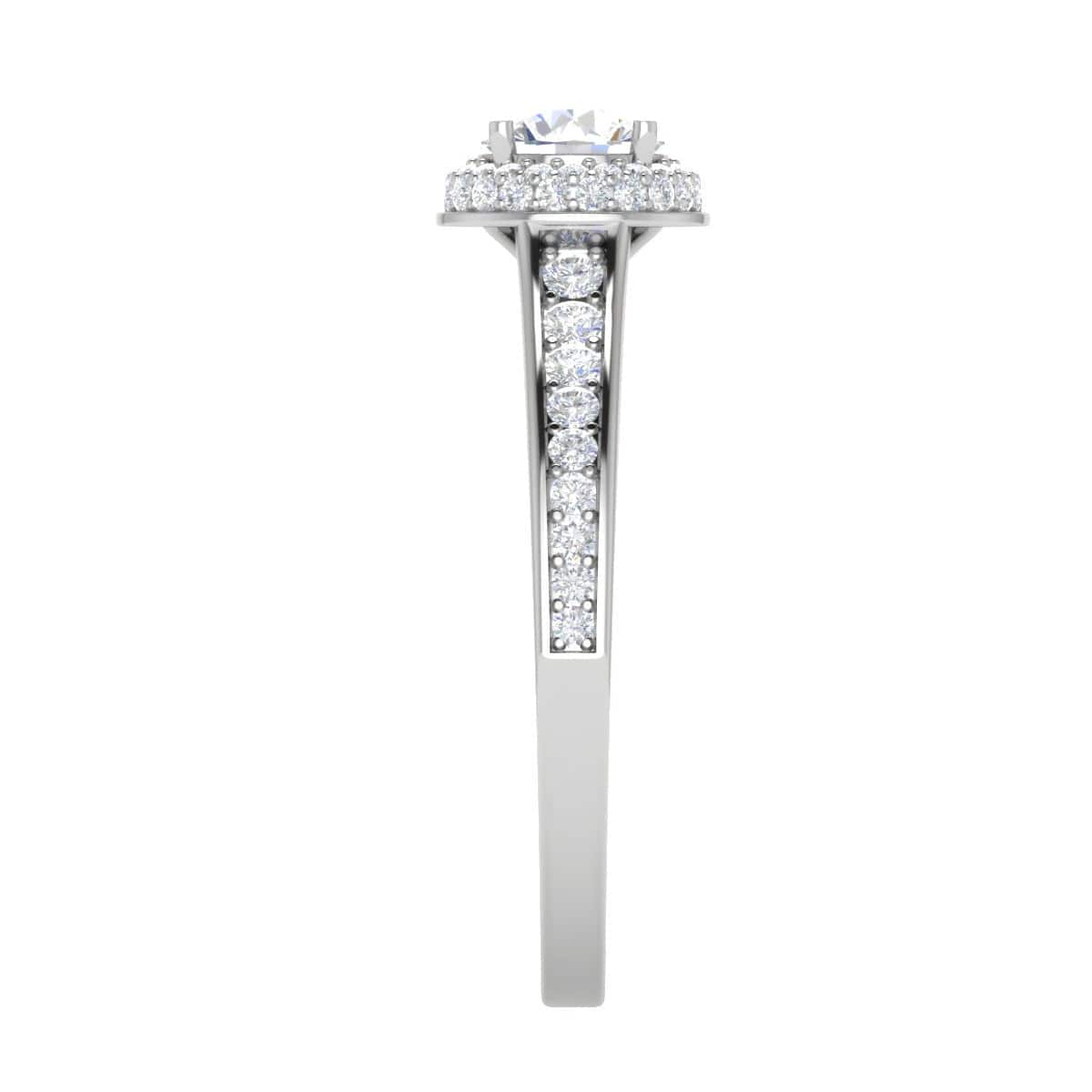 Jewelove™ Rings J VS / Women's Band only 0.50 cts Solitaire Platinum Halo Diamond Shank Ring JL PT RH RD 227