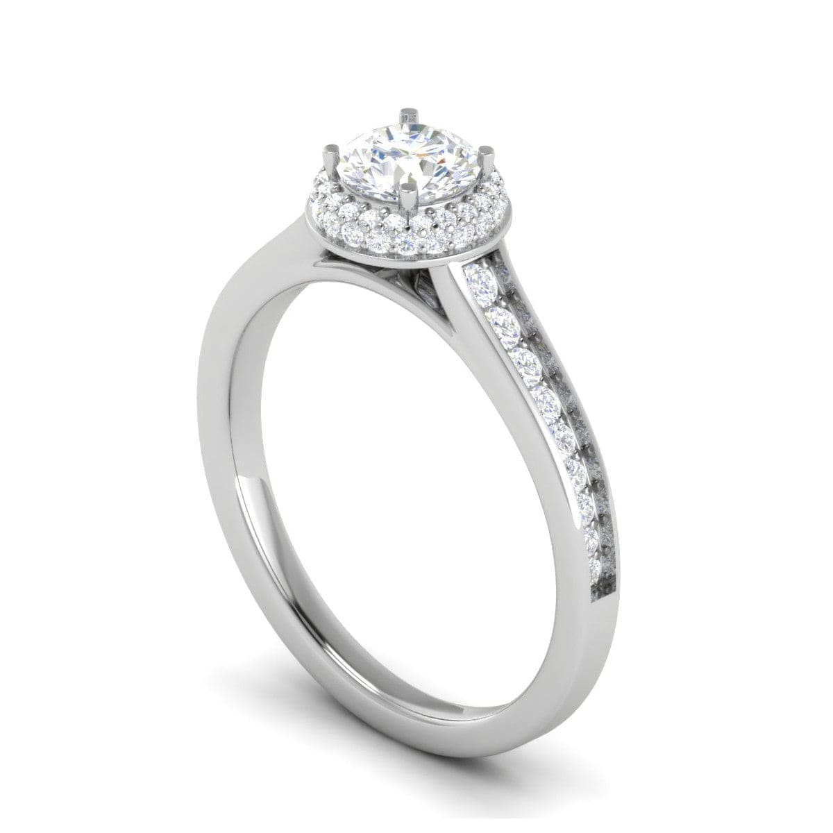 Jewelove™ Rings J VS / Women's Band only 0.50 cts Solitaire Platinum Halo Diamond Shank Ring JL PT RH RD 227