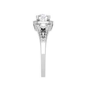 Jewelove™ Rings J VS / Women's Band only 0.50 cts. Solitaire Platinum Halo Diamond Split Shank Engagement Ring  for Women JL PT WB6020