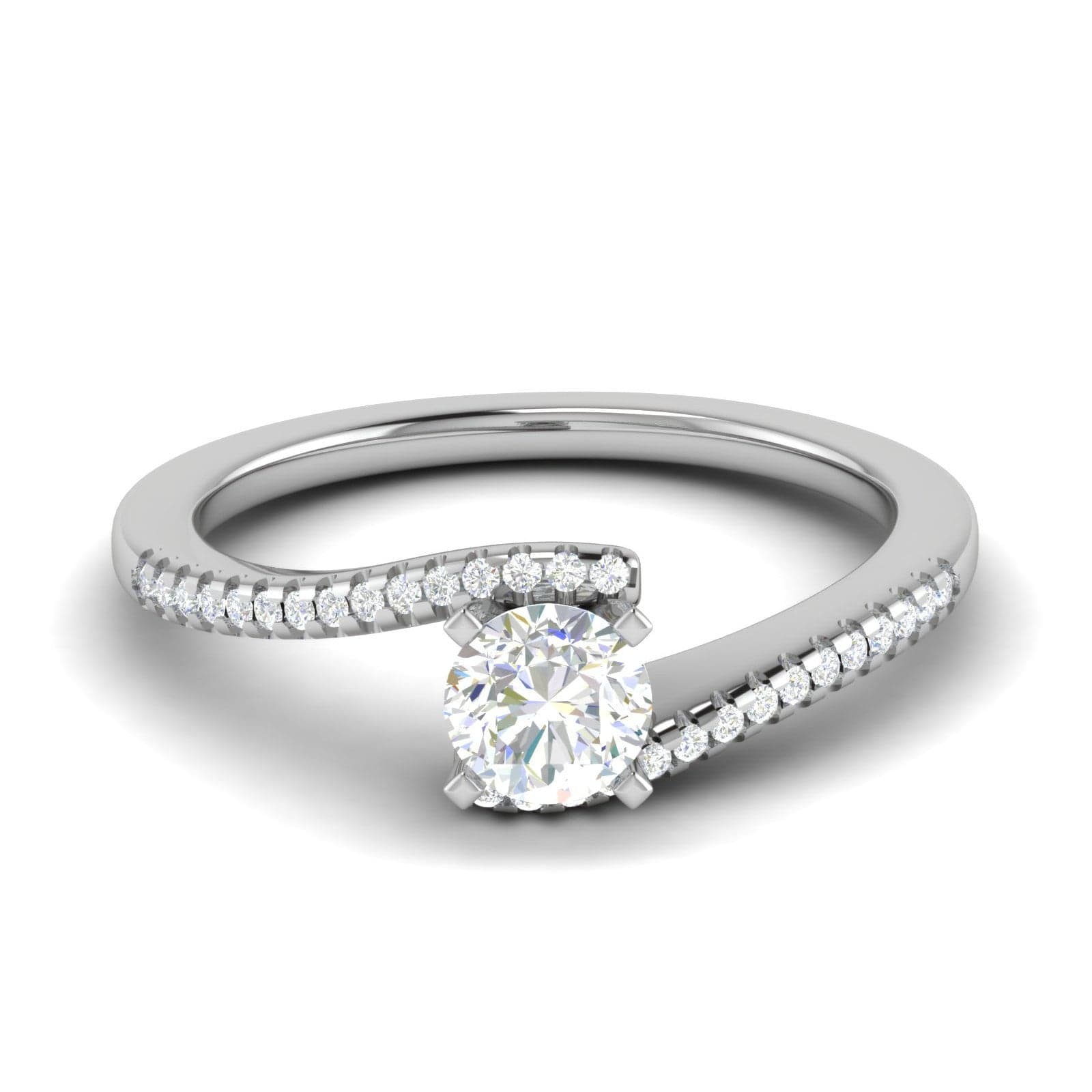 Jewelove™ Rings VS J / Women's Band only 0.50 cts Solitaire Shank Diamond Platinum Ring JL PT RP RD 215