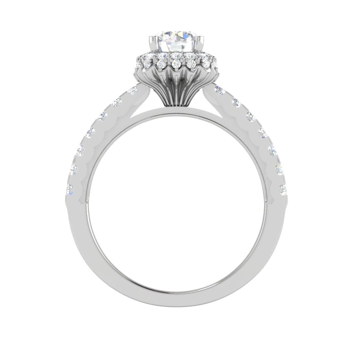 Jewelove™ Rings J VS / Women's Band only 0.50 cts Solitaire Single Halo Diamond Shank Platinum Ring JL PT RH RD 191