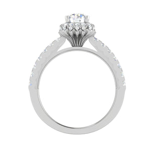 Jewelove™ Rings J VS / Women's Band only 0.50 cts Solitaire Single Halo Diamond Shank Platinum Ring JL PT RH RD 191