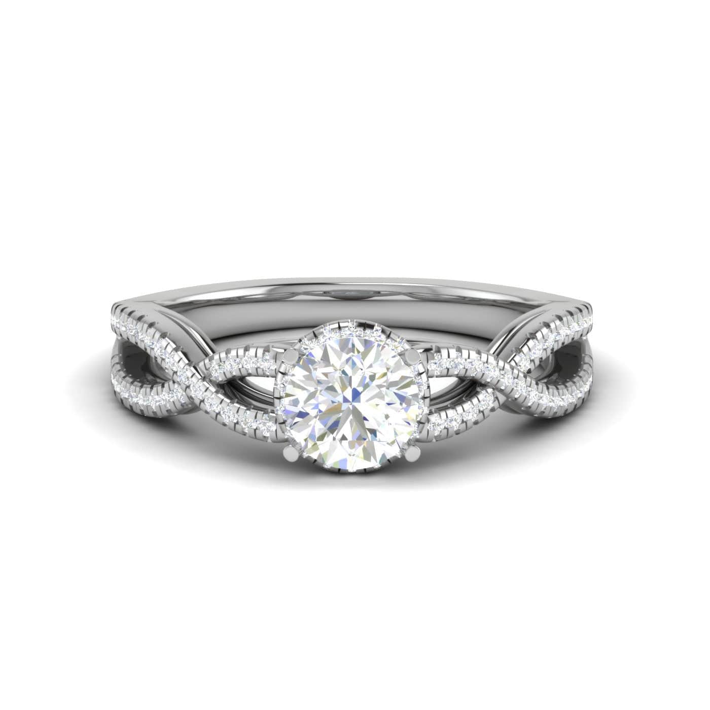 Jewelove™ Rings J VS / Women's Band only 0.50 cts Solitaire Single Halo Diamond Split Shank Platinum Diamond Ring JL PT RH RD 193