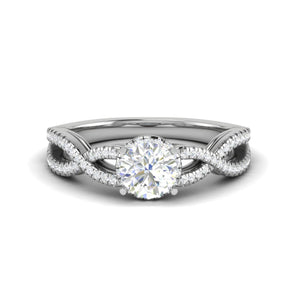 Jewelove™ Rings J VS / Women's Band only 0.50 cts Solitaire Single Halo Diamond Split Shank Platinum Diamond Ring JL PT RH RD 193