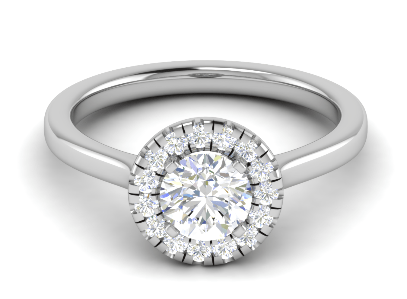 Jewelove™ Rings J VS / Women's Band only 0.50 cts Solitaire Single Halo Platinum Ring JL PT RH RD 111